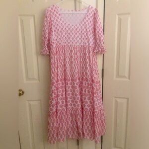 Pink City Prints Empire Waist Tiered Dress. NWOT XL 🌺